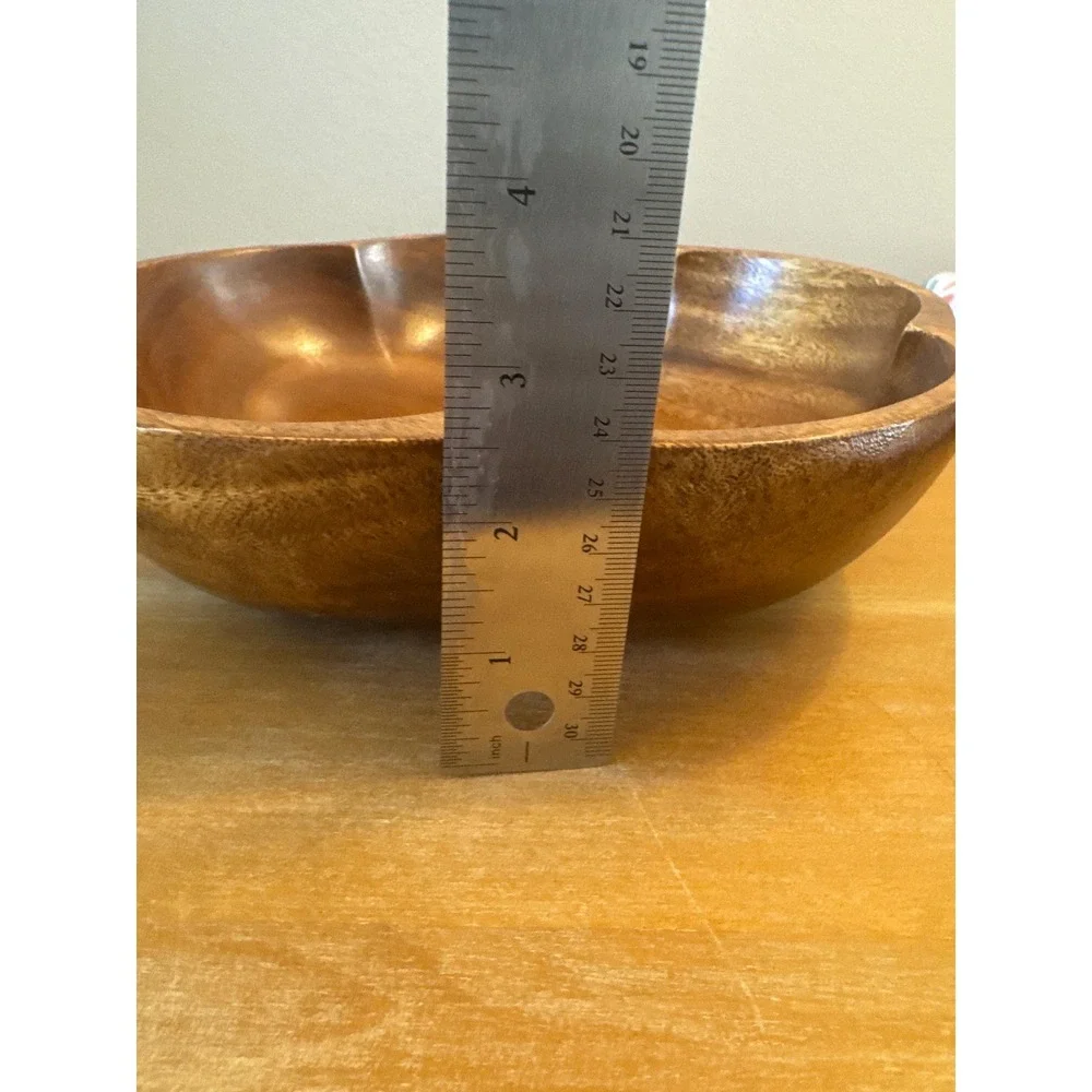 Vintage Monkey Pod 9 pc Salad Bowl Set -6 Bowls,2 Serving Pieces & Large Bowl